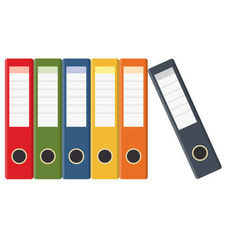 Set of colored ring binders isolated on white. Vector illustration in flat styleのイラスト素材