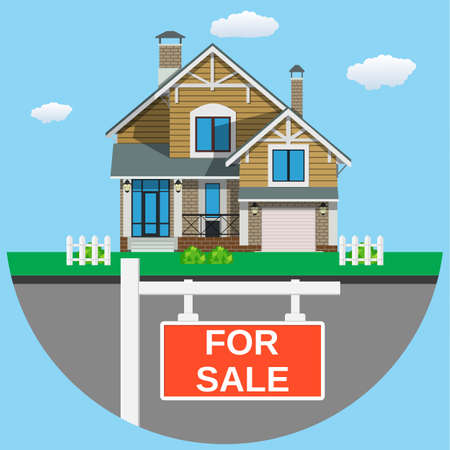 House for sale icon For web design and application interface Real estate. Vector illustration in flat styleのイラスト素材