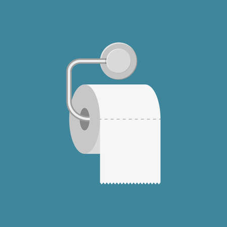 Toilet paper roll with metal holder. illustration in flat styleのイラスト素材