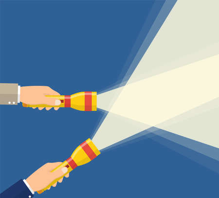 Hands holding flashlight.のイラスト素材