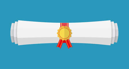 White folded paper diploma scroll