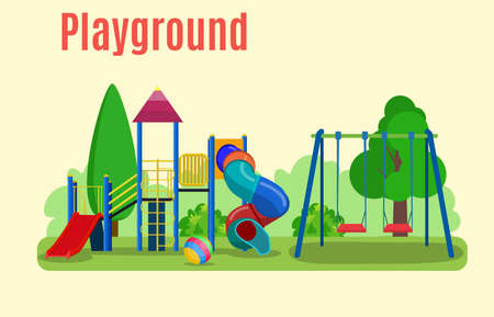 Kids playground. Buildings for city construction.のイラスト素材