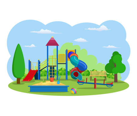 Kids playground. Buildings for city construction.のイラスト素材