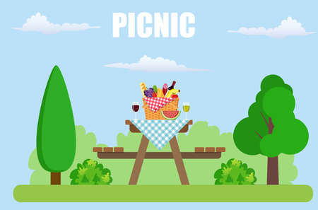 Outdoor picnic in parkのイラスト素材