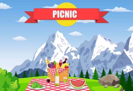 Picnic in the Mountainsのイラスト素材
