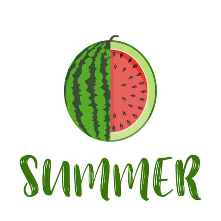 summer word with fruit, watermelonのイラスト素材