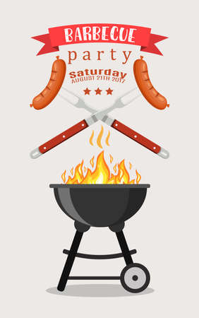 Bbq or barbecue party invitation vector illustration.のイラスト素材
