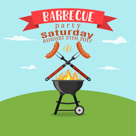 Invitation card on the barbecue.のイラスト素材