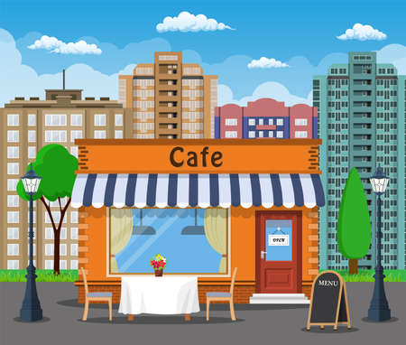 Cafe shop exterior.のイラスト素材