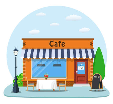 Cafe shop exterior.のイラスト素材