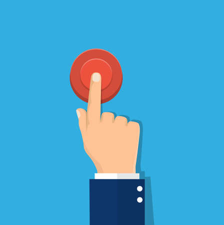 Hand pressing red button