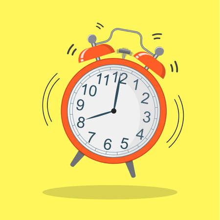 Cartoon alarm clock ringing. Wake up morning concept. flat style vector illustration iconのイラスト素材