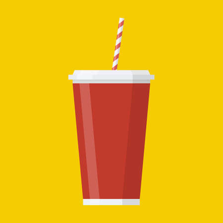 Soda paper cup icon. Cool drink concept icon. Vector illustration in flat styleのイラスト素材