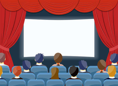 cinema watch movie theater empty screen templateのイラスト素材