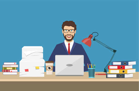 Business man with office things.のイラスト素材