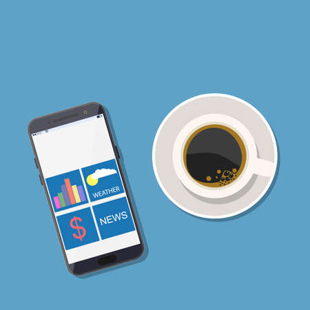 Phone and hot coffee icon.のイラスト素材