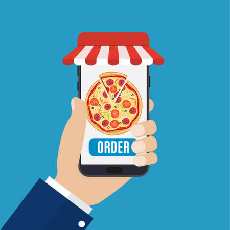Online order pizza Vector illustration.のイラスト素材