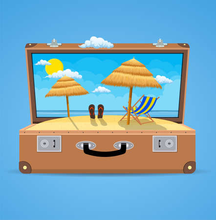 Suitcase and travel accessories.のイラスト素材