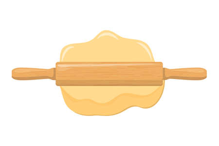 Roll out dough with rolling pin.のイラスト素材
