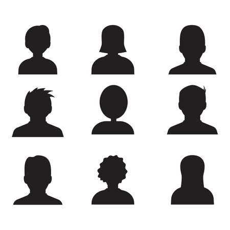 Male and female head silhouettes avatar, profile vector icons, people portraitsのイラスト素材