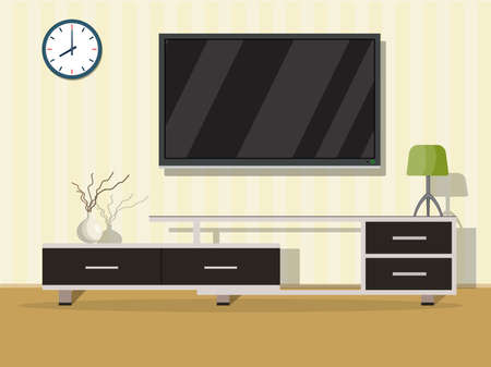 Living room interior concept with modern furniture. Vector illustration in flat styleのイラスト素材
