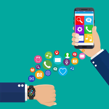 Smart watch smartphone synchro concept