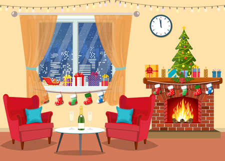 Christmas room interior.のイラスト素材