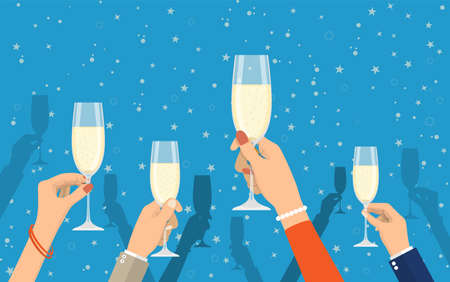 People holding champagne glassesの写真素材