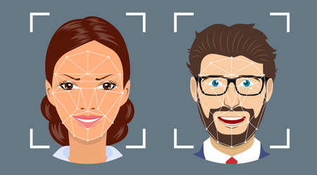 Face recognition technologyのイラスト素材