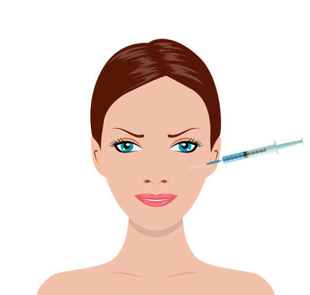Cosmetic procedure by injection. SPA beauty and health concept. Vector illustration in flat styleのイラスト素材