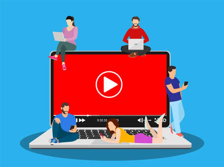 Video concept. people using mobile gadgets,のイラスト素材