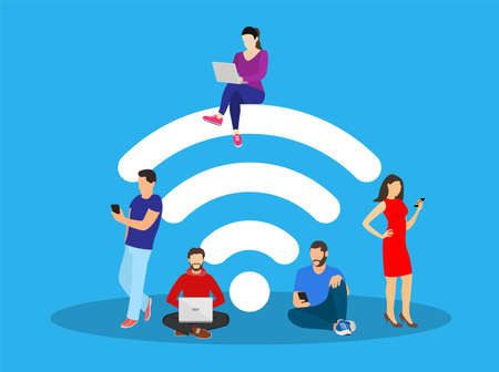 People in free internet zone workingのイラスト素材