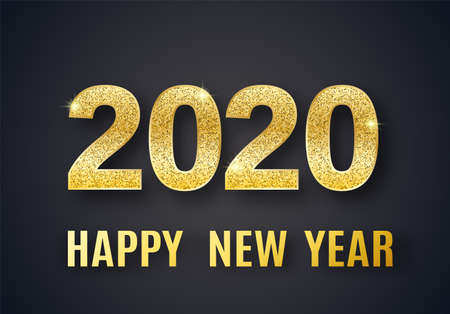 2020 Happy New Year vector background with shine glitter numbers. Vip christmas celebrate design....