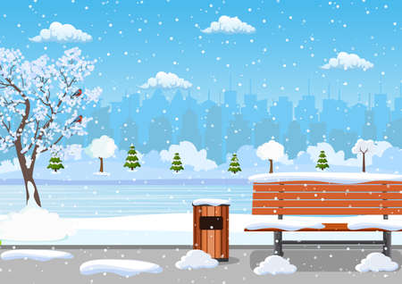 Winter day park scene.のイラスト素材