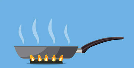Empty Iron frying pan on high heat.