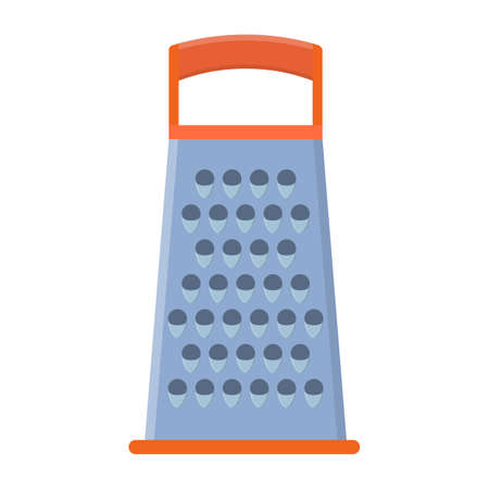Kitchen metallic tetrahedral grater isolated on a white background. grater icon for websites, UI, UX, print templates, presentation, web and mobile phone apps. Vector illustration in flat style.のイラスト素材
