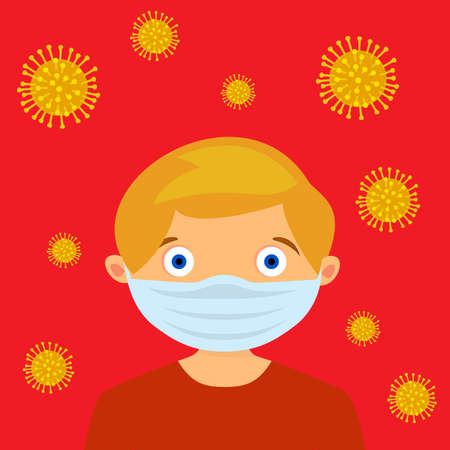 Child face in respiratory protective maskのイラスト素材