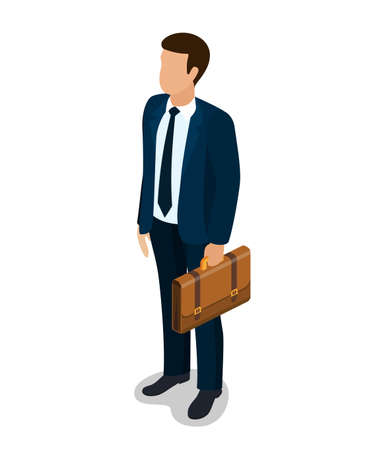 Businessman cartoon character. Elegant young man in business suit. isolated on white background. Vector illustration in flat styleのイラスト素材