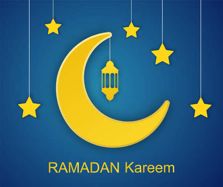 Ramadan Kareem design with 3d paper cutのイラスト素材