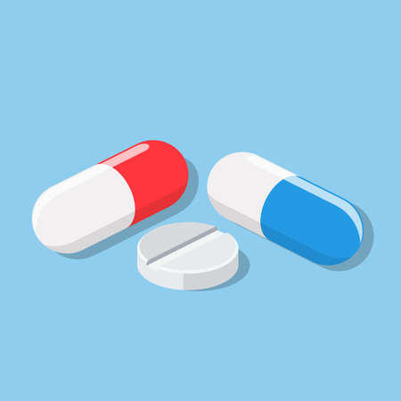 Set of vector pills and capsules.のイラスト素材