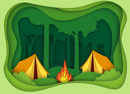 Pape summer landsape. Background for summer camp, nature tourism, camping design concept.のイラスト素材