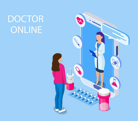 Online medicine healthcare isometricのイラスト素材