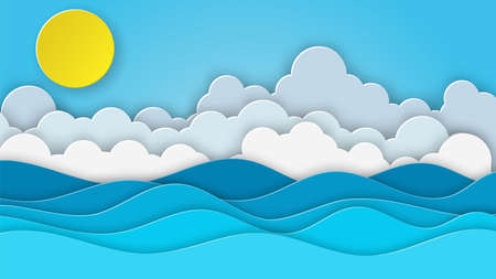 Sea view on clear sky.のイラスト素材