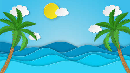 Sea view on clear sky.のイラスト素材
