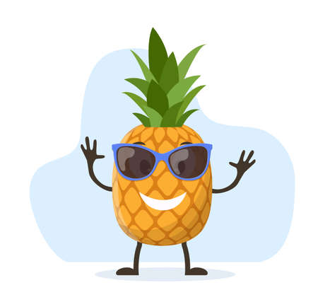 Cute and funny pineapple characterのイラスト素材