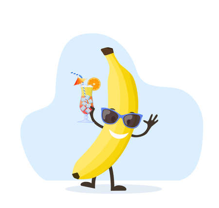 Cute and funny banana characterのイラスト素材