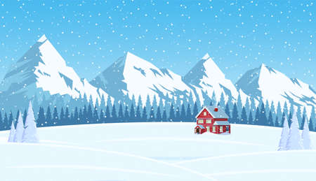 Christmas landscape background with snow and treeのイラスト素材