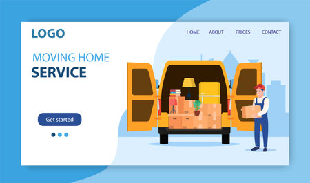 Moving house service illustrationのイラスト素材