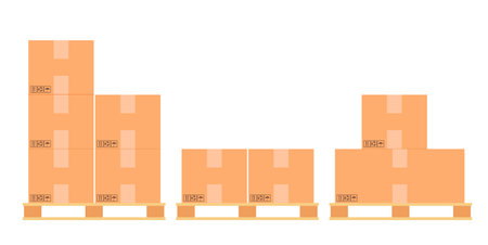 Cardboard boxes on a wood pallet.のイラスト素材
