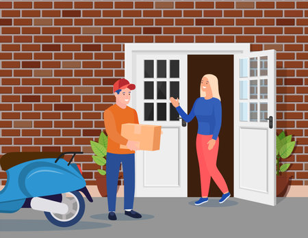Man left cardboard boxes with goodsのイラスト素材